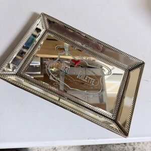 Vintage Mirrored Trinket Tray - Silver 'Eau de Toilette'
